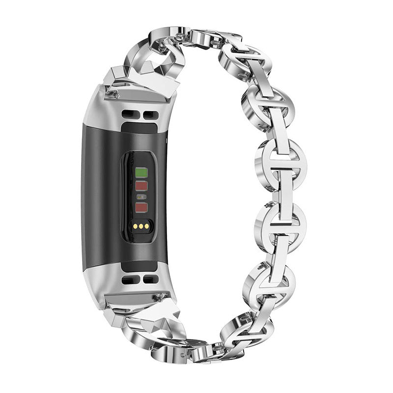 For Fitbit Charge 3 4 Stylish Rhinestones Decor Metal Smart Watch Strap Replacement Wrist Band For Fitbit Charge 3 4 Stylish Rhinestones Decor Metal Smart Watch Strap Replacement Wrist Band